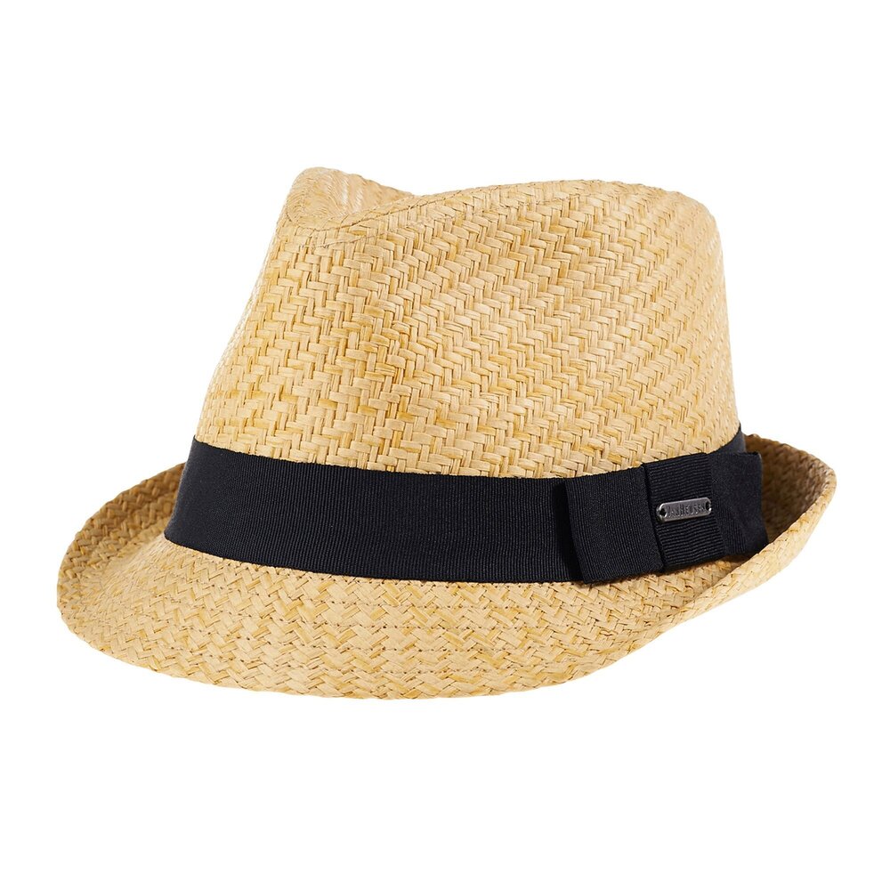 3690 Van Heusen 's Straw Fedora with Grosgrain, Natural, One Size
